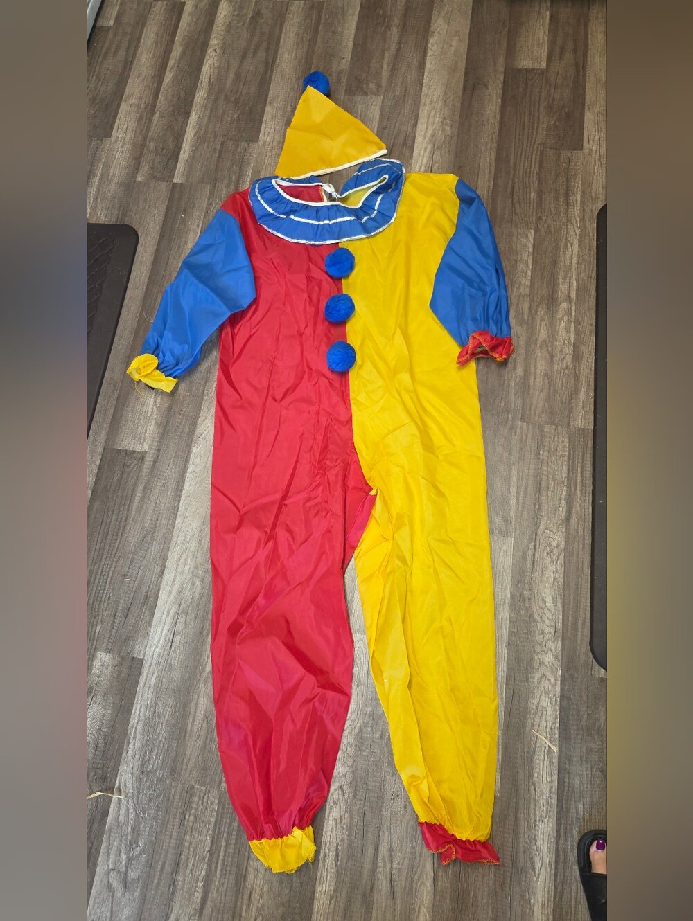 vintage medium adult Red and yellow clown costume with hood #clown #costume #hal